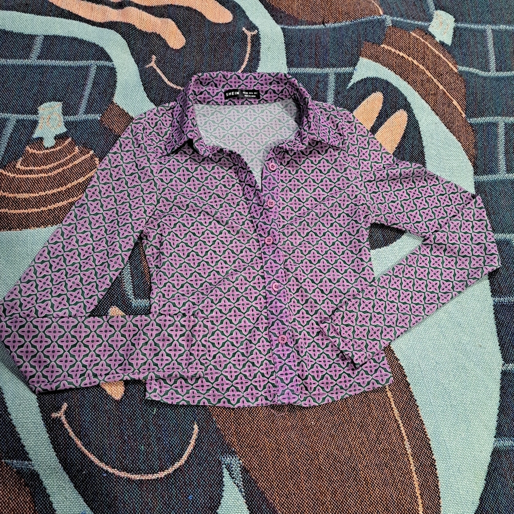 💥3/$25💥SHEER BUTTON-UP COLLARED LONG SLEEVE TOP-XS